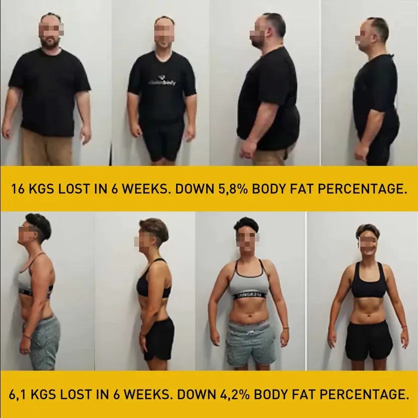 EMS body suit before and after results — 16kg lost in 6 weeks
